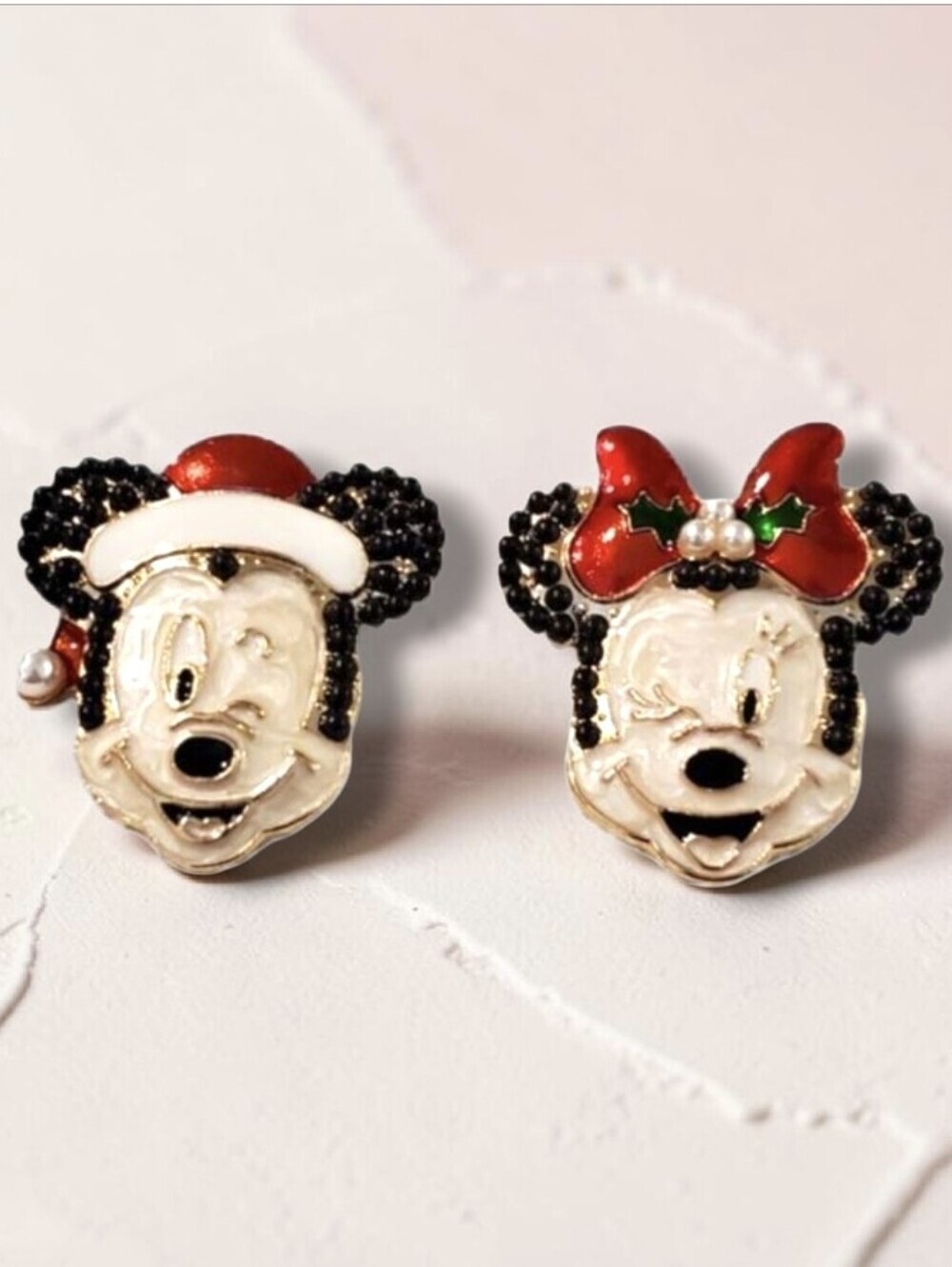 New! Holiday Mickey & Minnie Mismatched Stud Earrings • NWOT